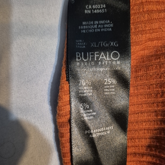 Buffalo David Bitton Bright Orange Ribbed Button-Front Long Sleeve Top - Picture 4 of 5